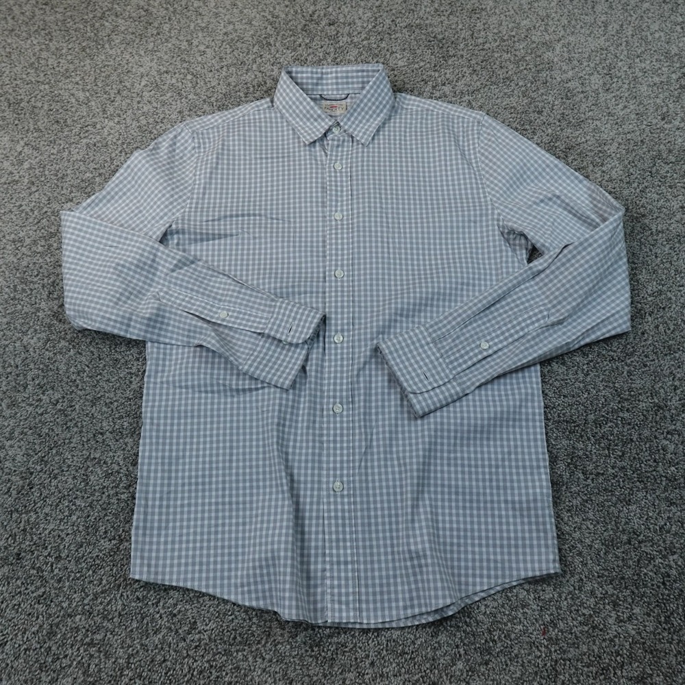 Faherty Shirt Mens Blue White Check Movement Button Up Long Sleeve Performance